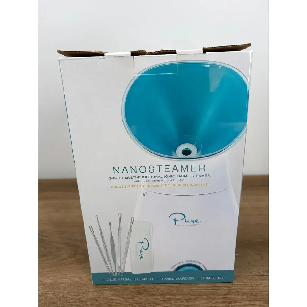 Pure Daily Care NanoSteamer 3-in-1 Facial Steamer & Extraction Kit NEW Open Box